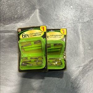 Green Nail Implement Set with Case